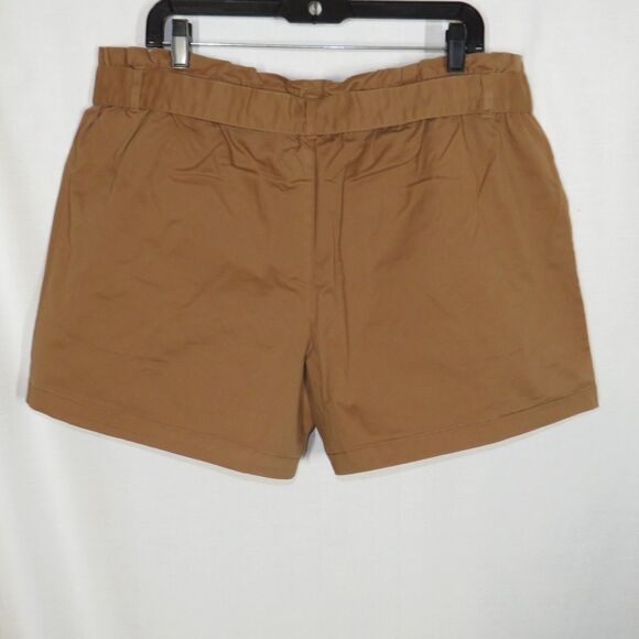 CCB High Rise Ruffled Waist Belted Paperbag Shorts Desert Ochre XL Petite - Picture 7 of 8